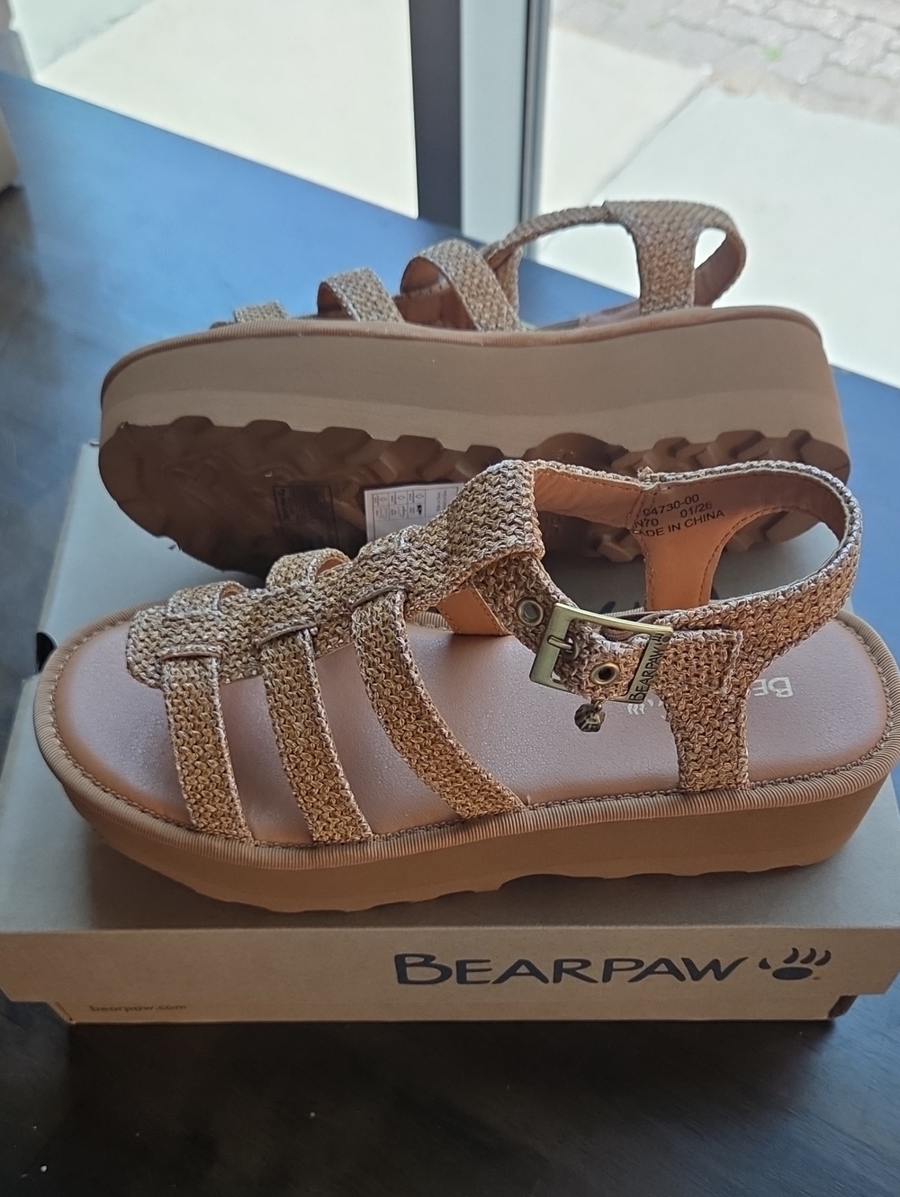 BearPaw Size 11 Women's Tan Platform Sandals NEW
